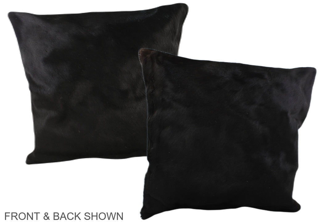 Solid Black 20"x20" Brazilian Cowhide Pillow #A37470 by Hudson Hides