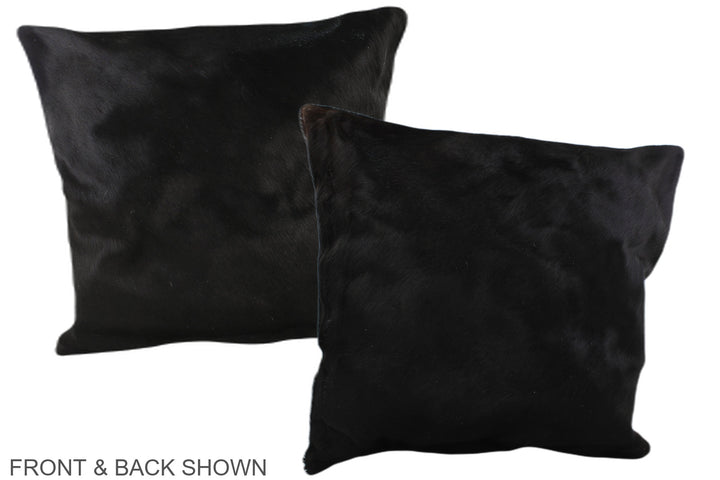Solid Black 20"x20" Brazilian Cowhide Pillow #A37470 by Hudson Hides