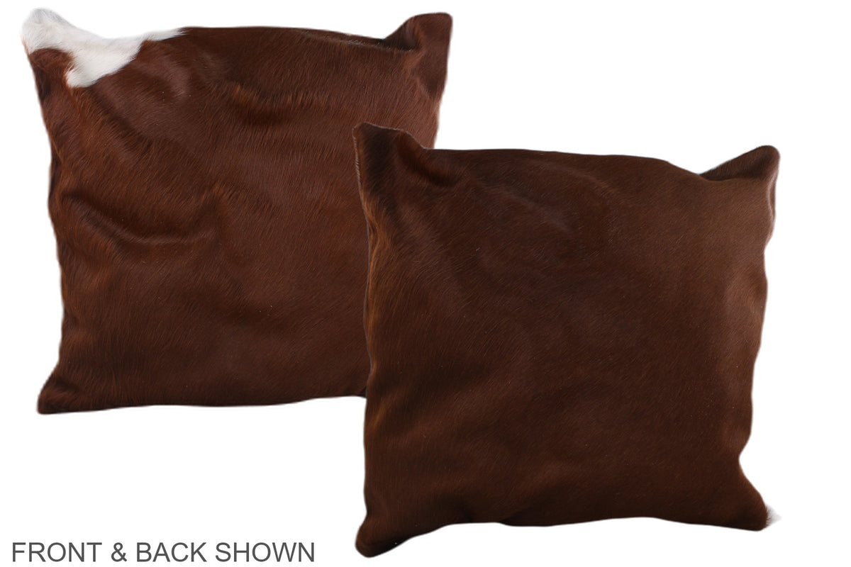 Solid Brown Cowhide Pillow #A37479
