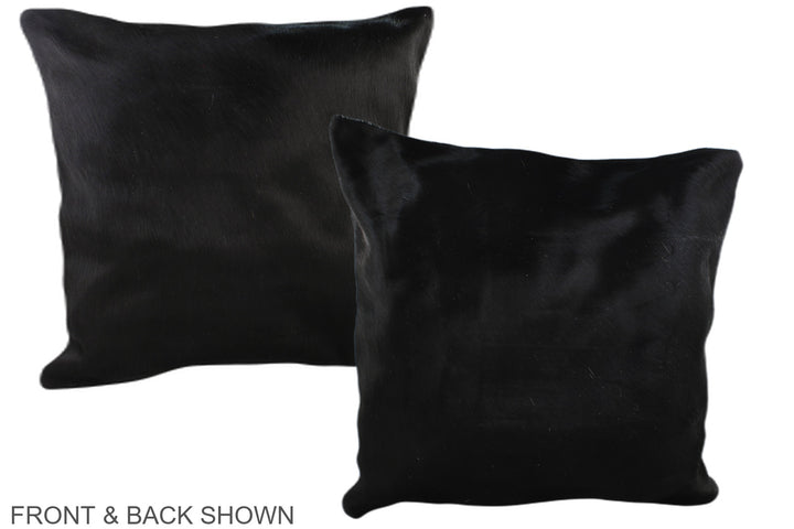 Solid Black 20"x20" Brazilian Cowhide Pillow #A37484 by Hudson Hides