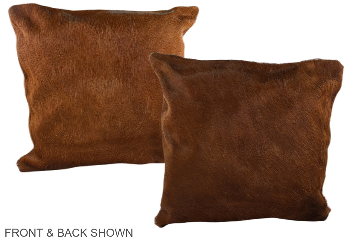 Solid Brown Cowhide Pillow #A37493