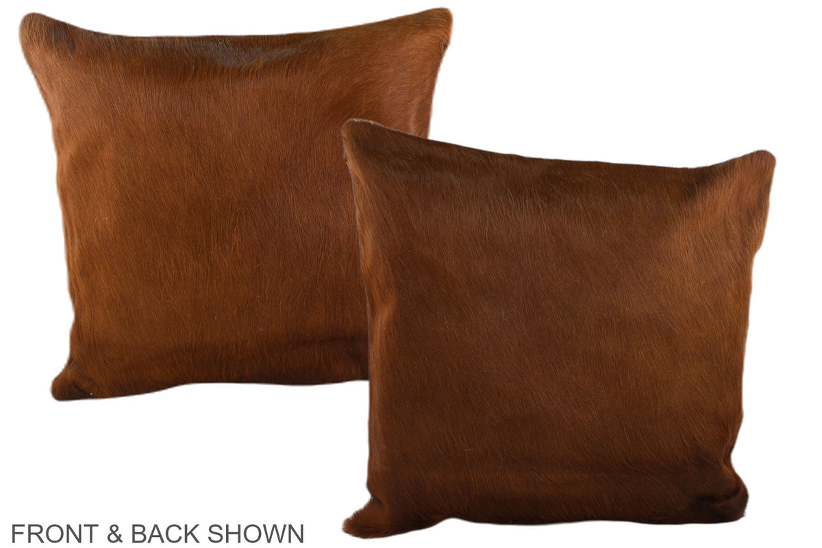 Solid Brown Cowhide Pillow #A37495