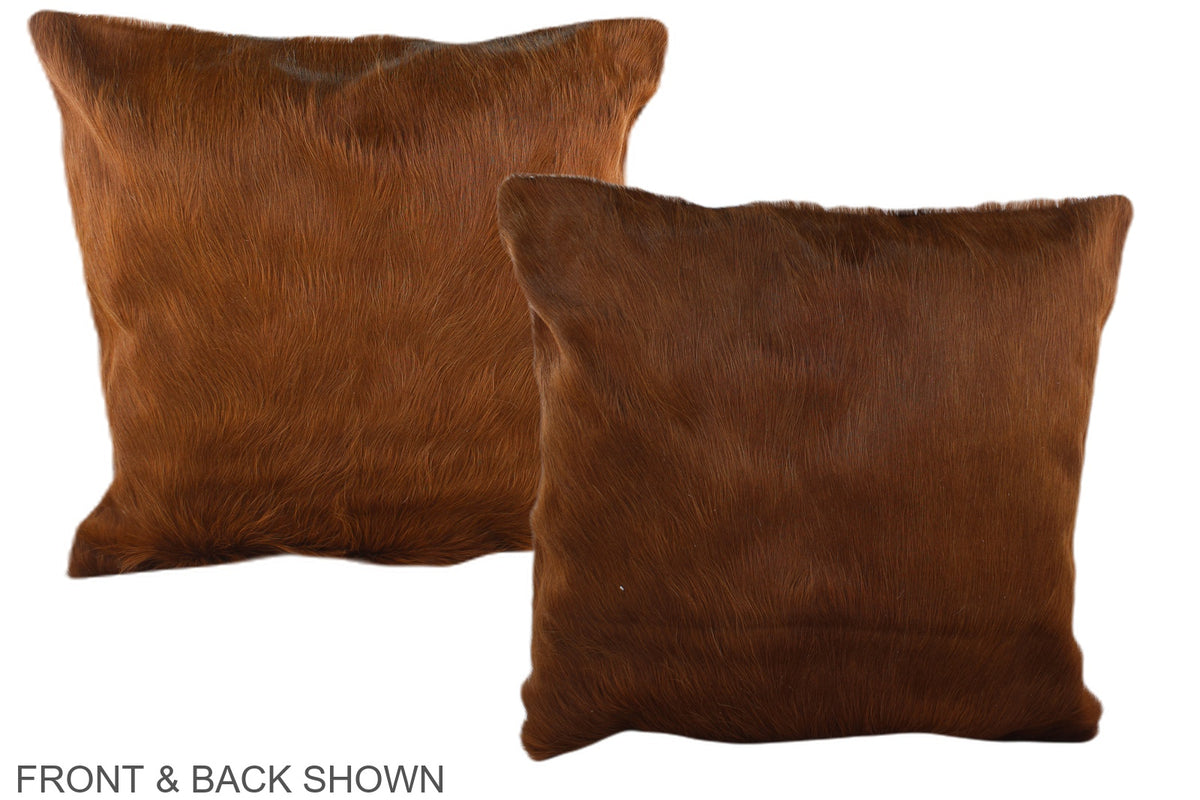 Solid Brown Cowhide Pillow #A37497