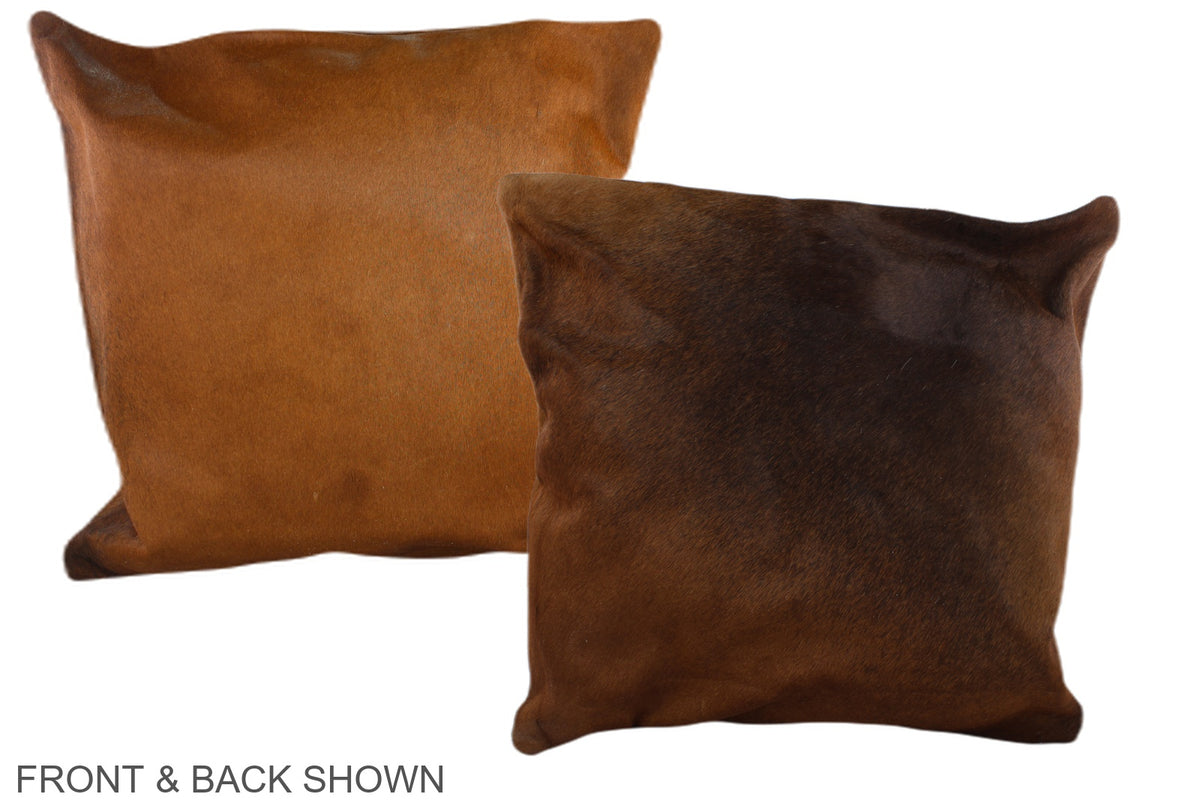 Solid Brown Cowhide Pillow #A37499