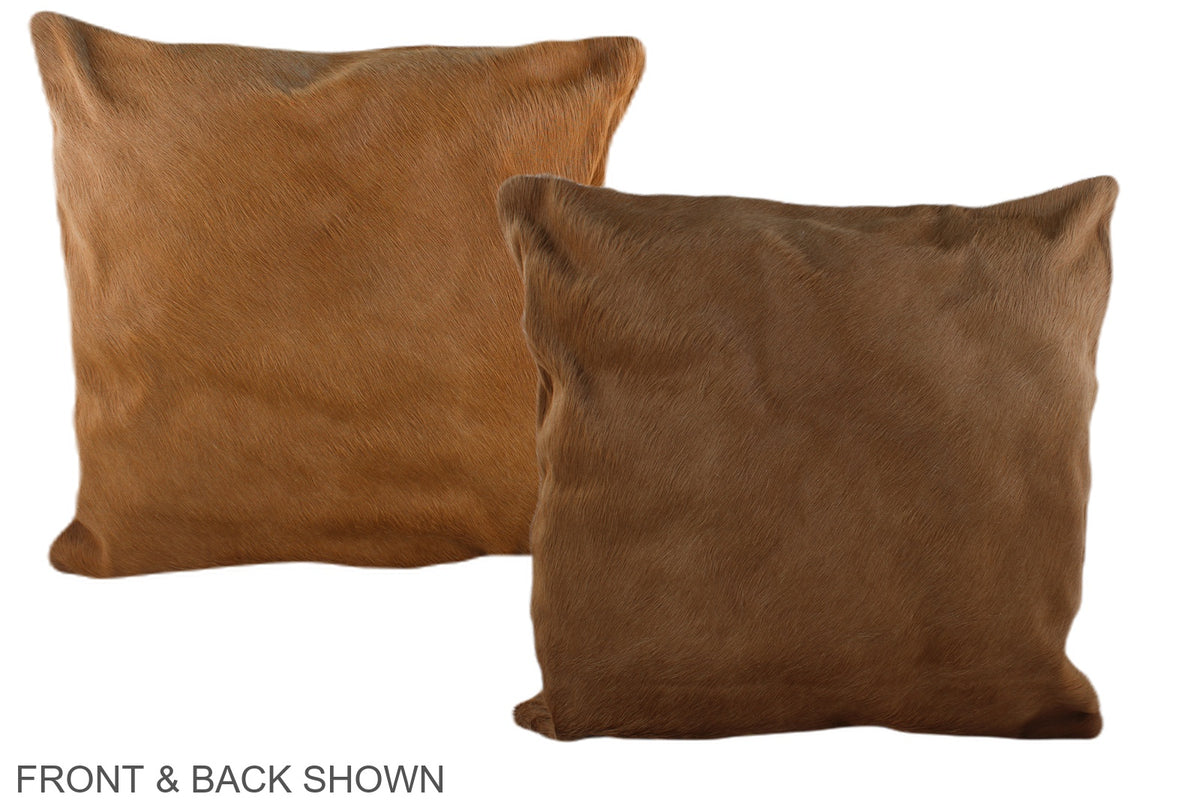 Solid Brown Cowhide Pillow #A37502