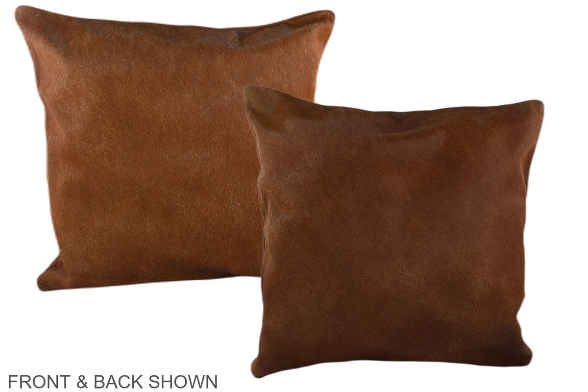 Solid Brown Cowhide Pillow #A37505