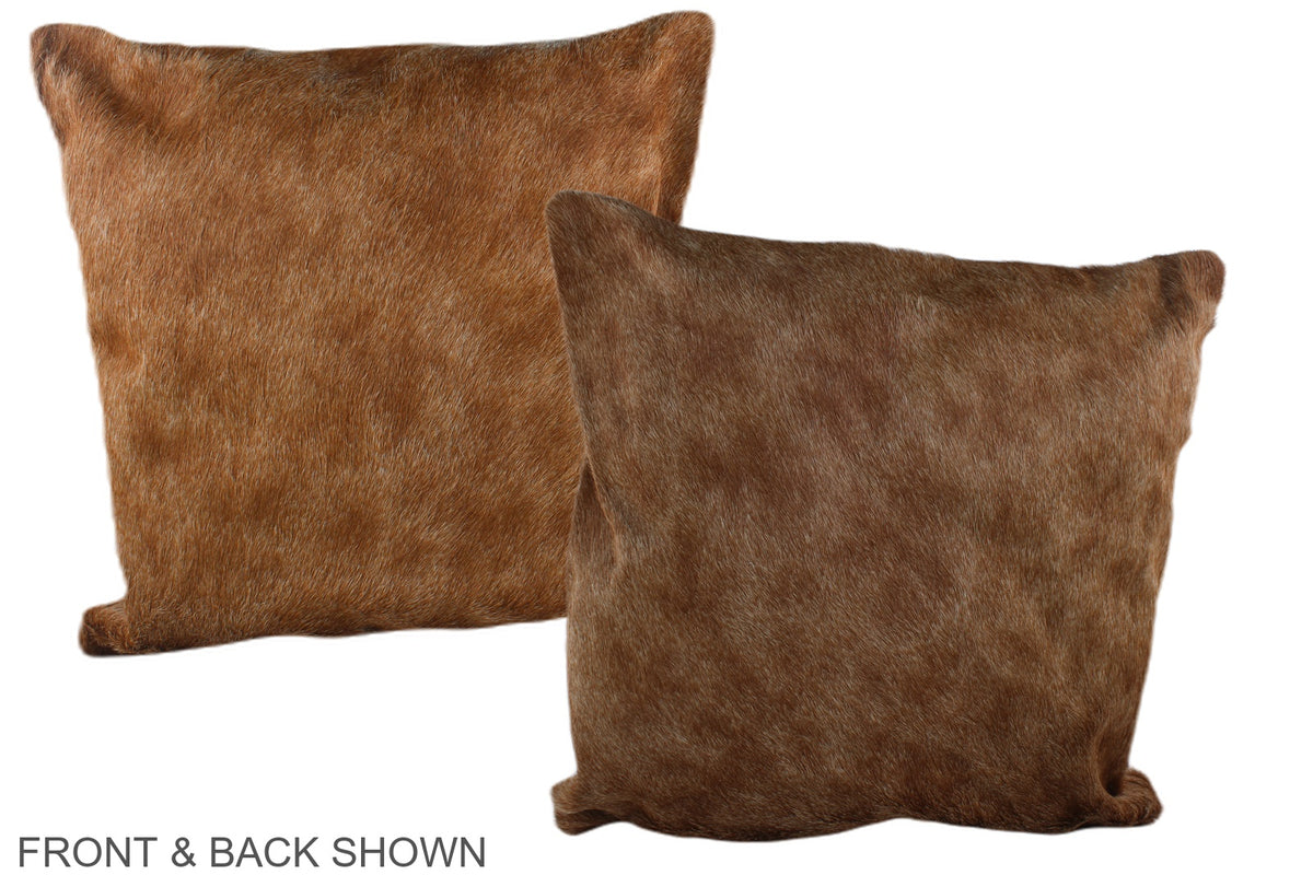 Solid Brown Cowhide Pillow #A37509