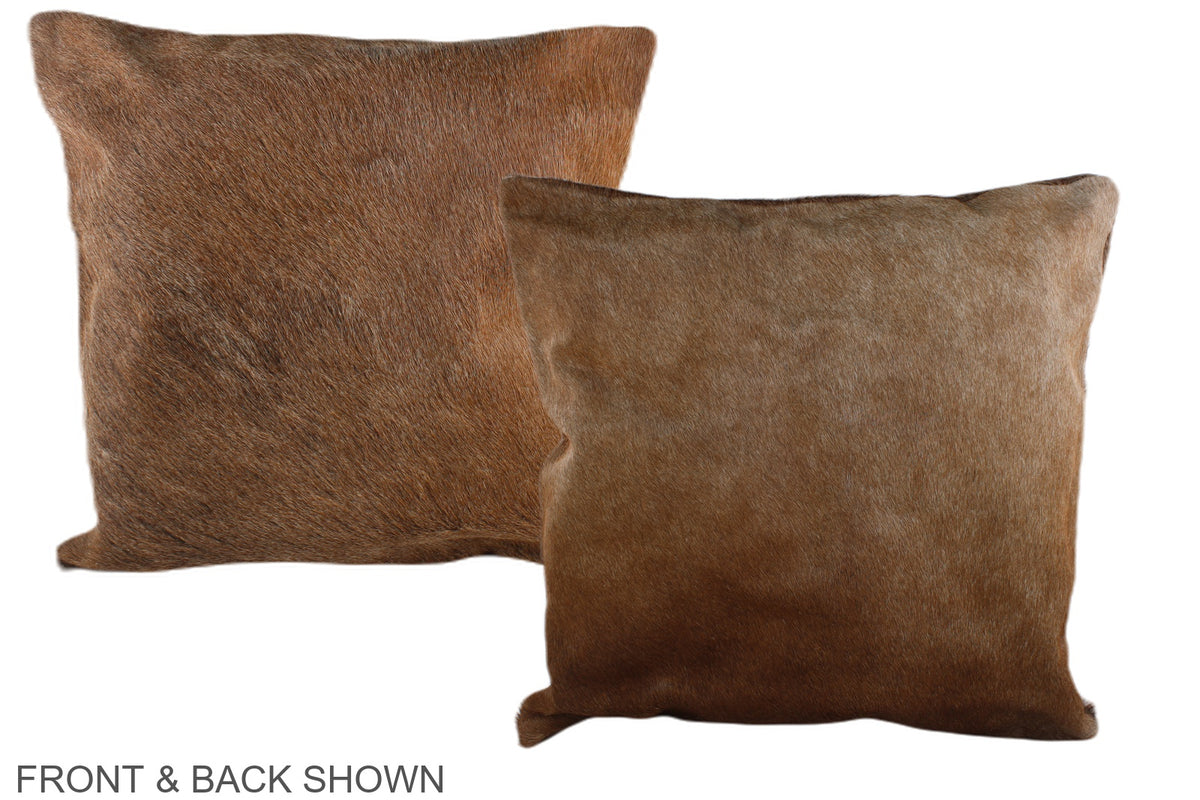 Solid Brown Cowhide Pillow #A37528