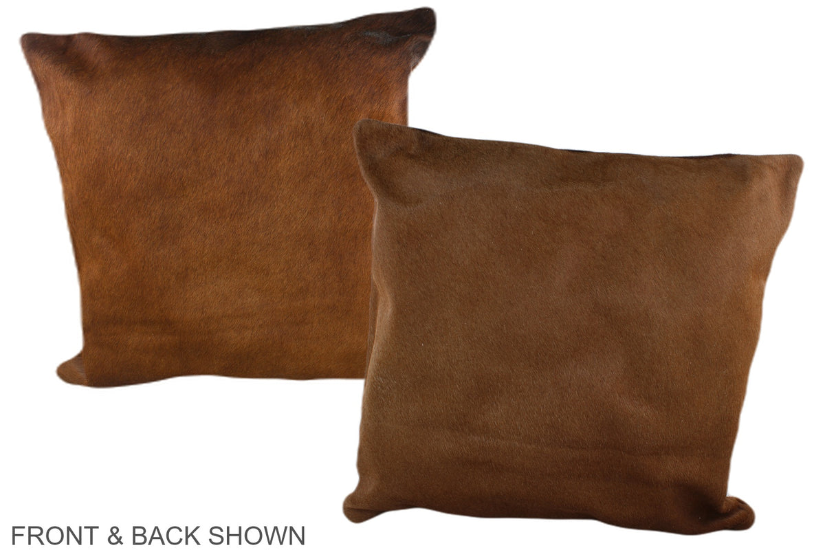 Solid Brown Cowhide Pillow #A37534