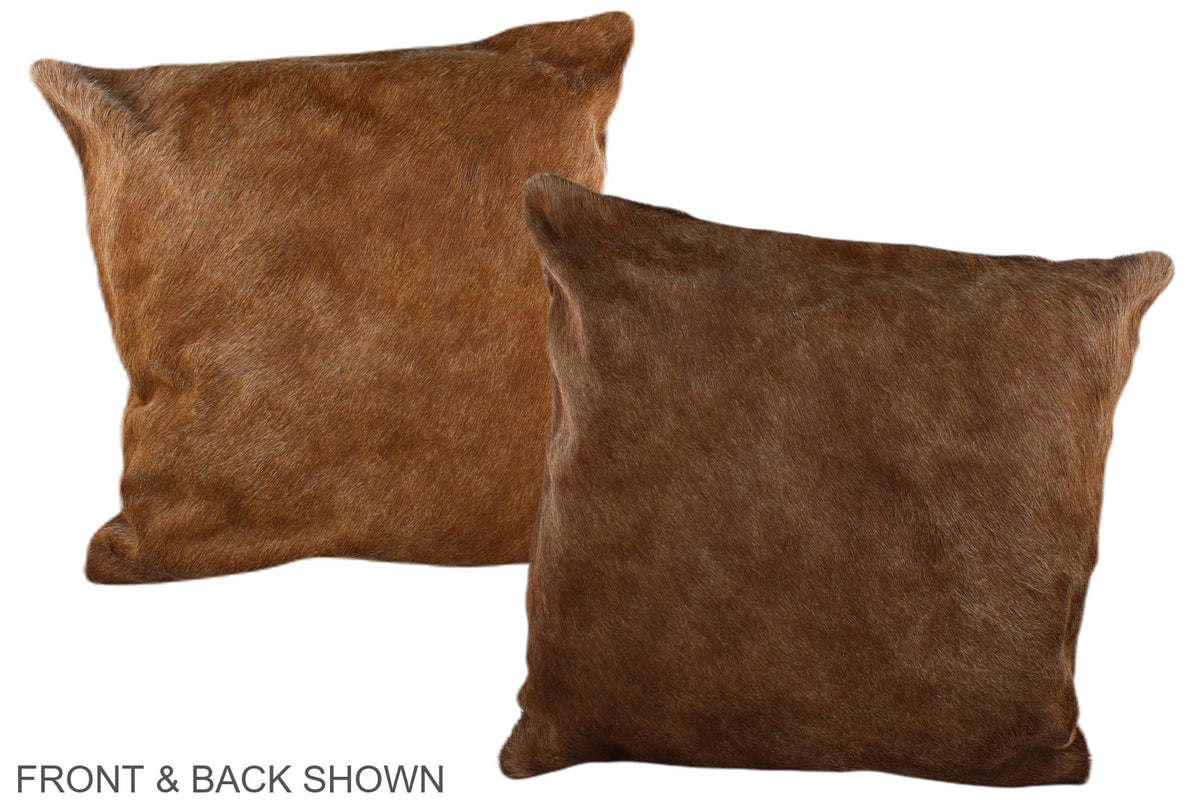 Solid Brown Cowhide Pillow #A37537