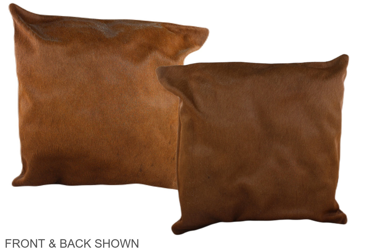 Solid Brown Cowhide Pillow #A37554