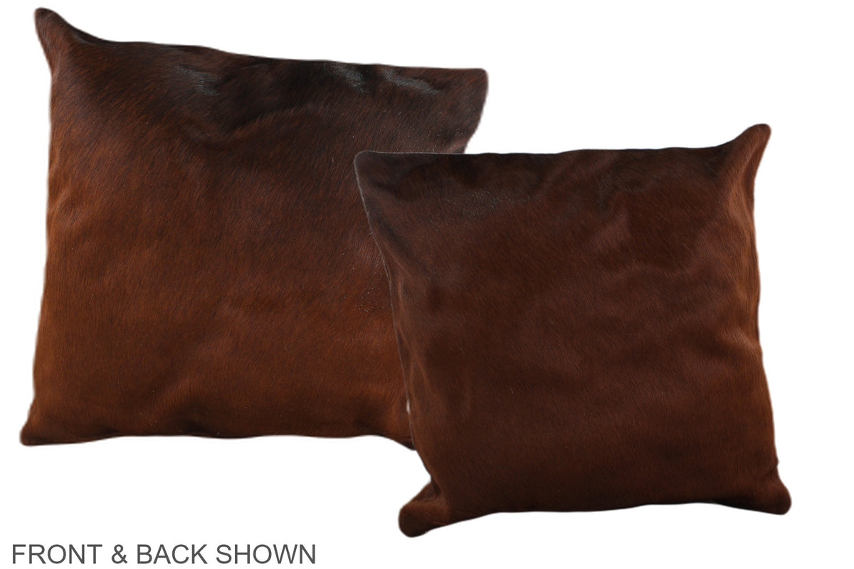 Solid Brown Cowhide Pillow #A37557
