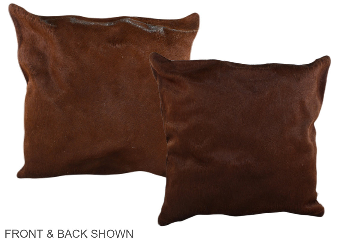 Solid Brown Cowhide Pillow #A37563