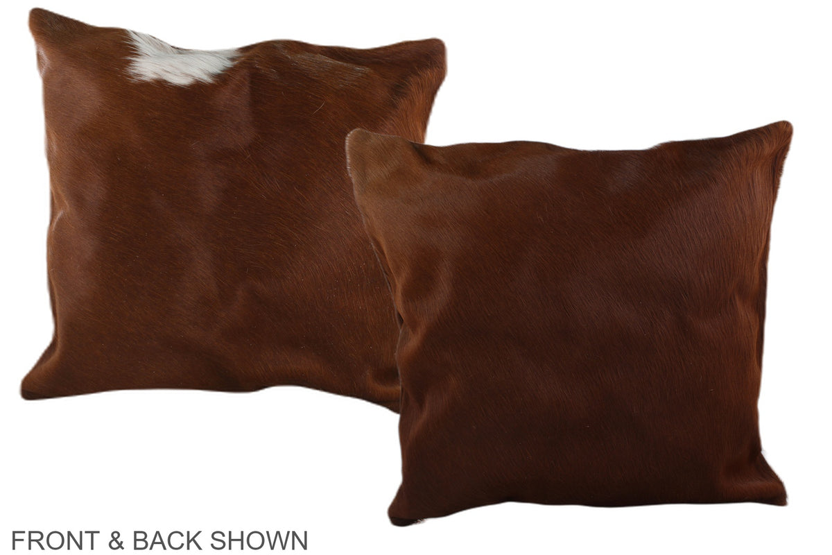 Solid Brown Cowhide Pillow #A37565
