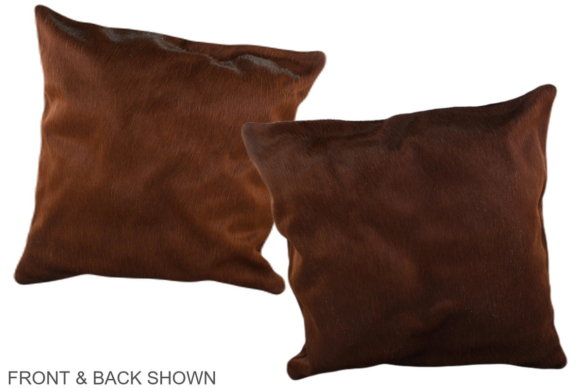 Solid Brown Cowhide Pillow #A37572