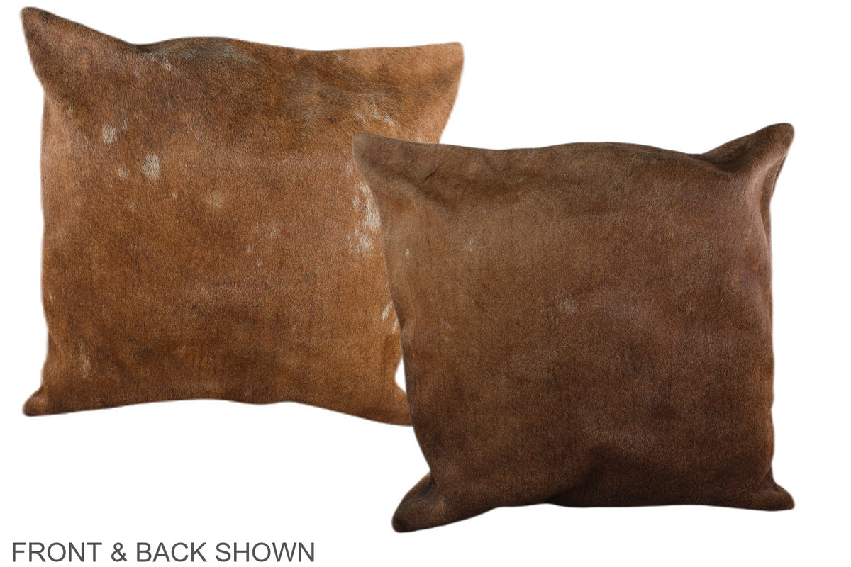 Solid Brown Cowhide Pillow #A37576