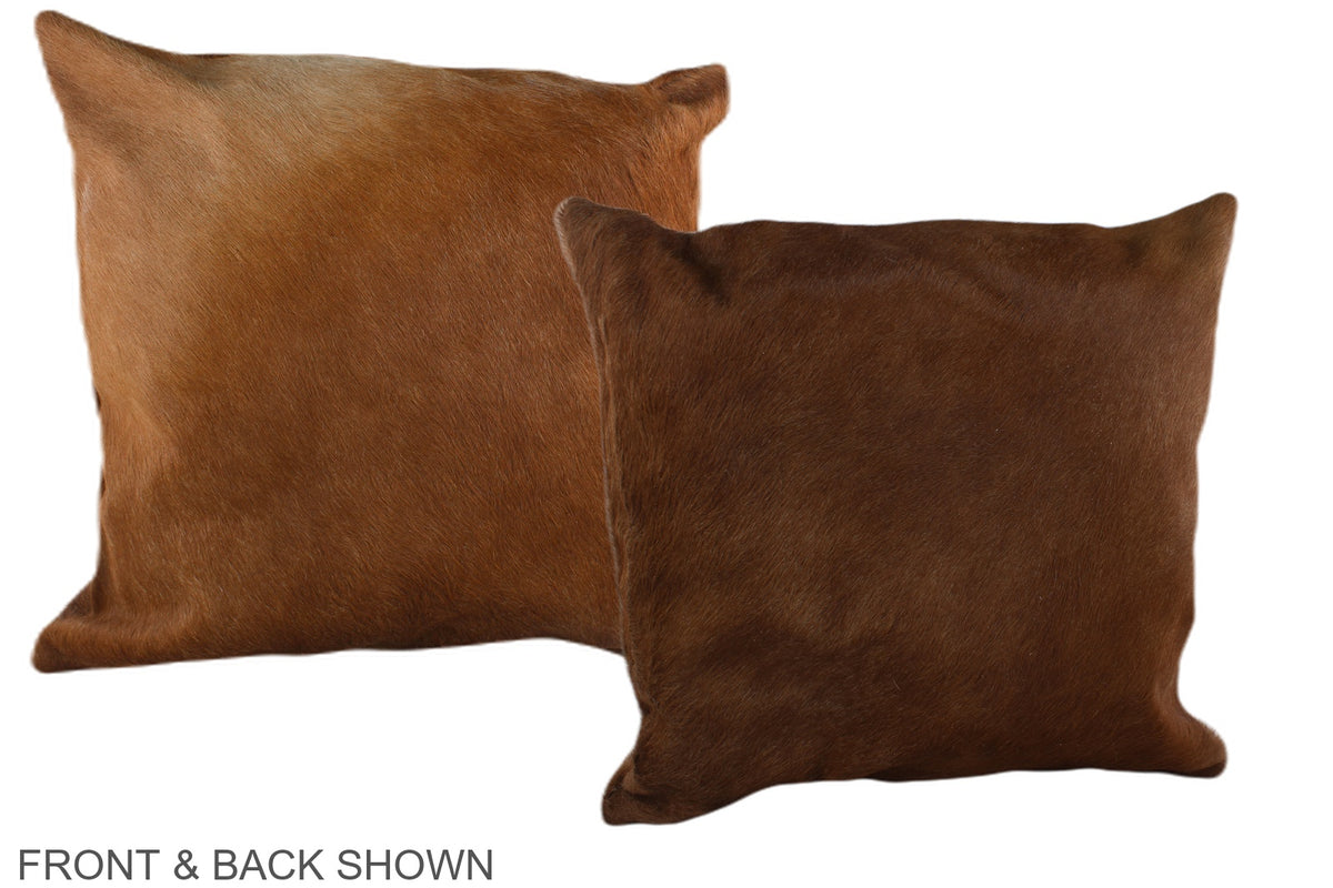 Solid Brown Cowhide Pillow #A37579