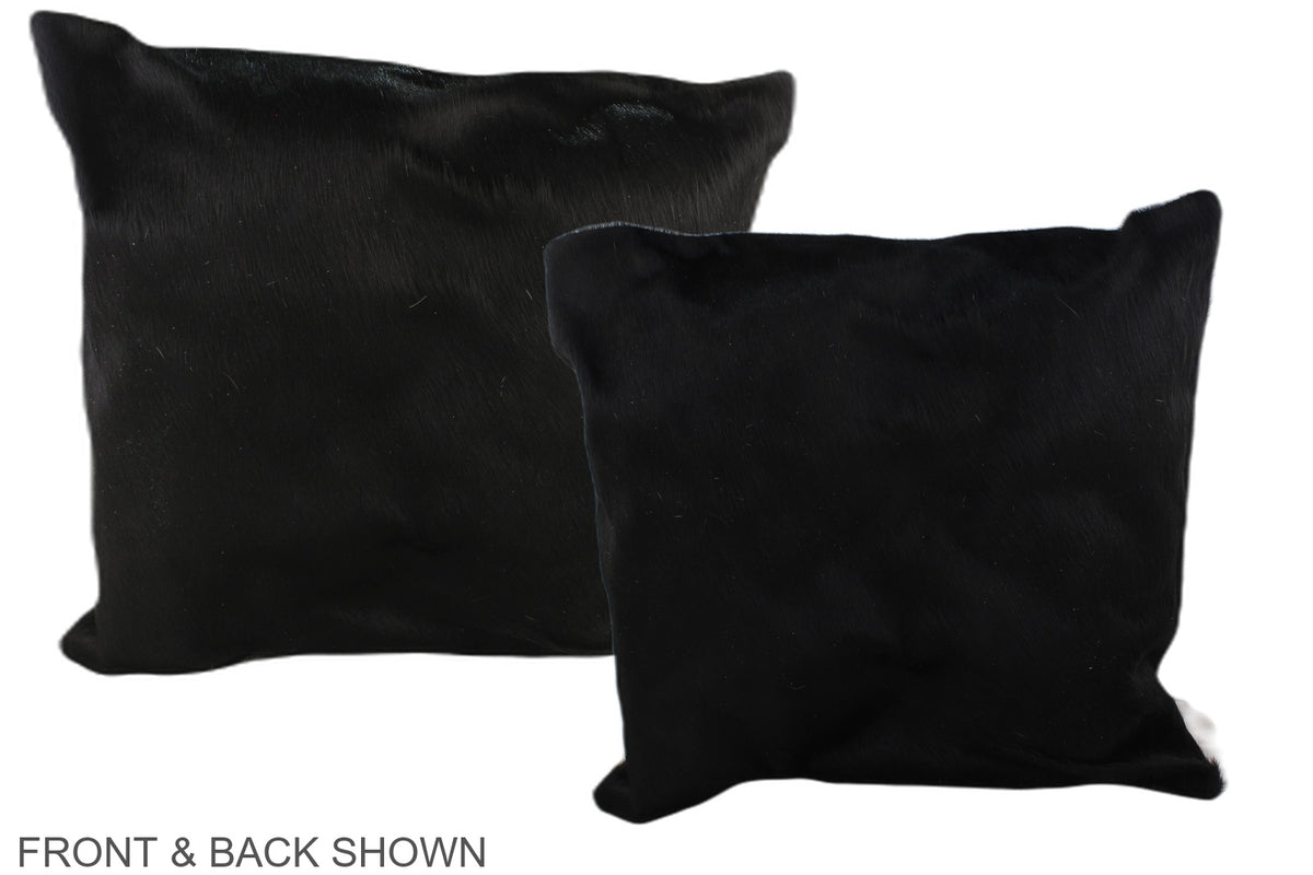 Solid Black Cowhide Pillow #A37580