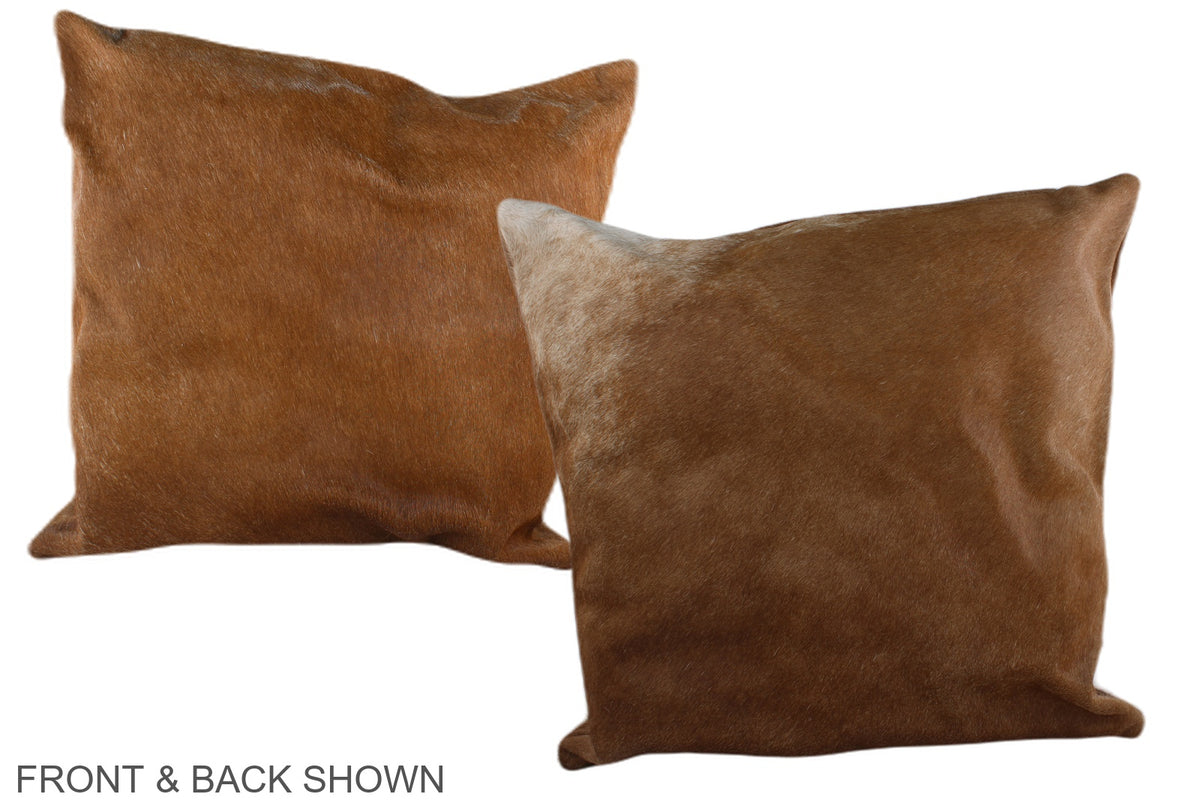Solid Brown Cowhide Pillow #A37584