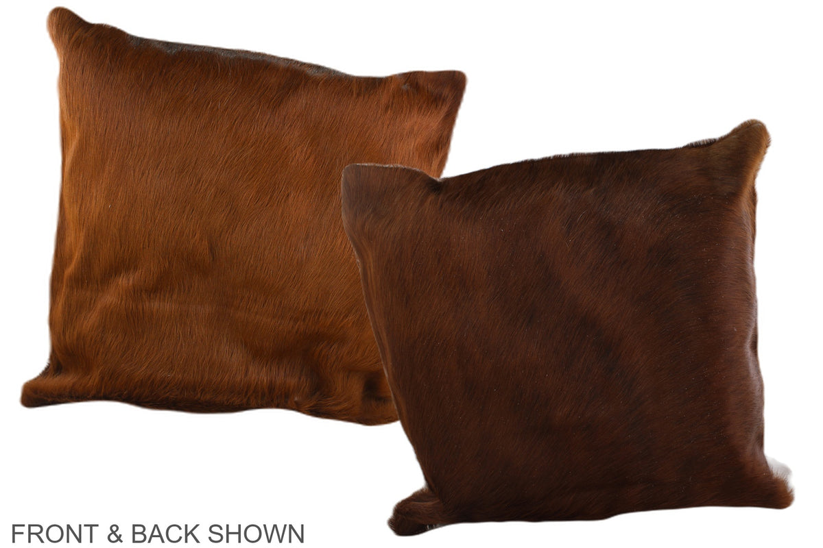 Solid Brown Cowhide Pillow #A37589