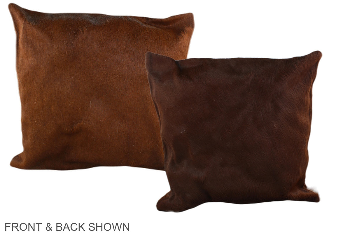 Solid Brown Cowhide Pillow #A37593