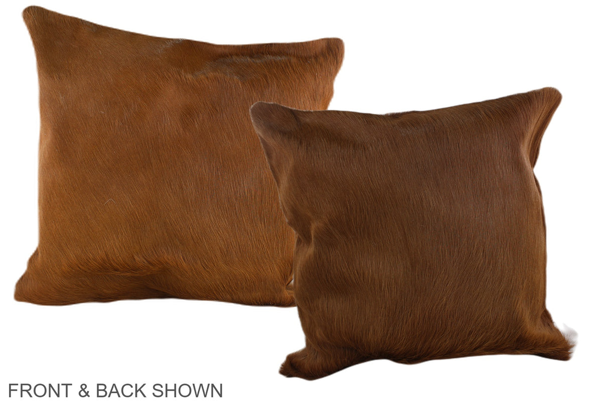Solid Brown Cowhide Pillow #A37594