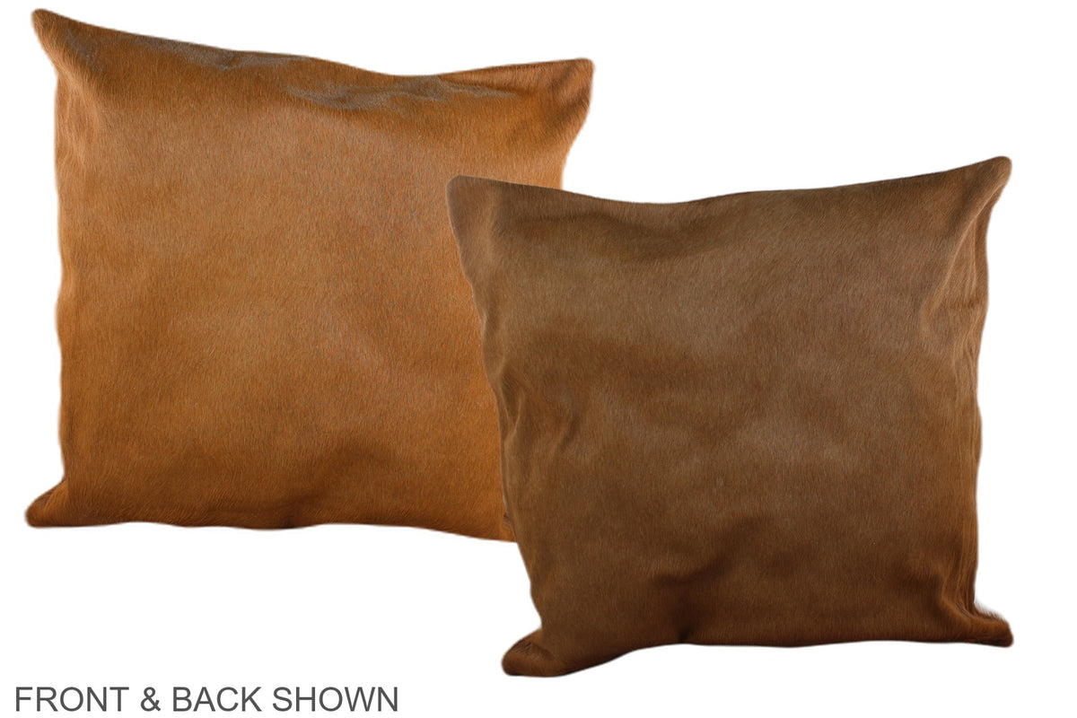 Solid Brown Cowhide Pillow #A37597