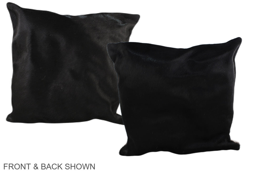 Solid Black 20"x20" Brazilian Cowhide Pillow #A37601 by Hudson Hides