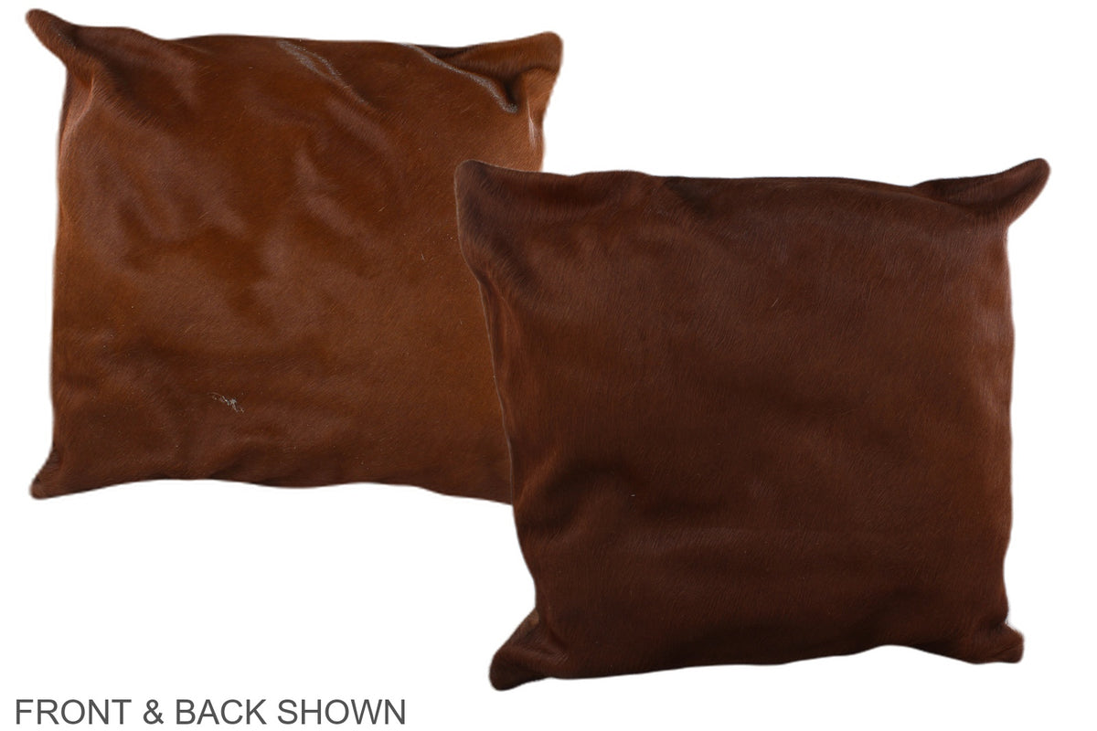 Solid Brown Cowhide Pillow #A37611