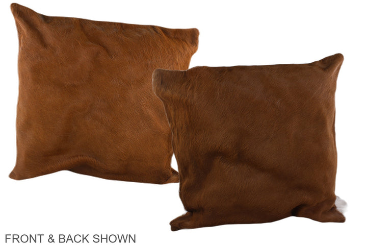 Solid Brown 20"x20" Brazilian Cowhide Pillow #A37612 by Hudson Hides