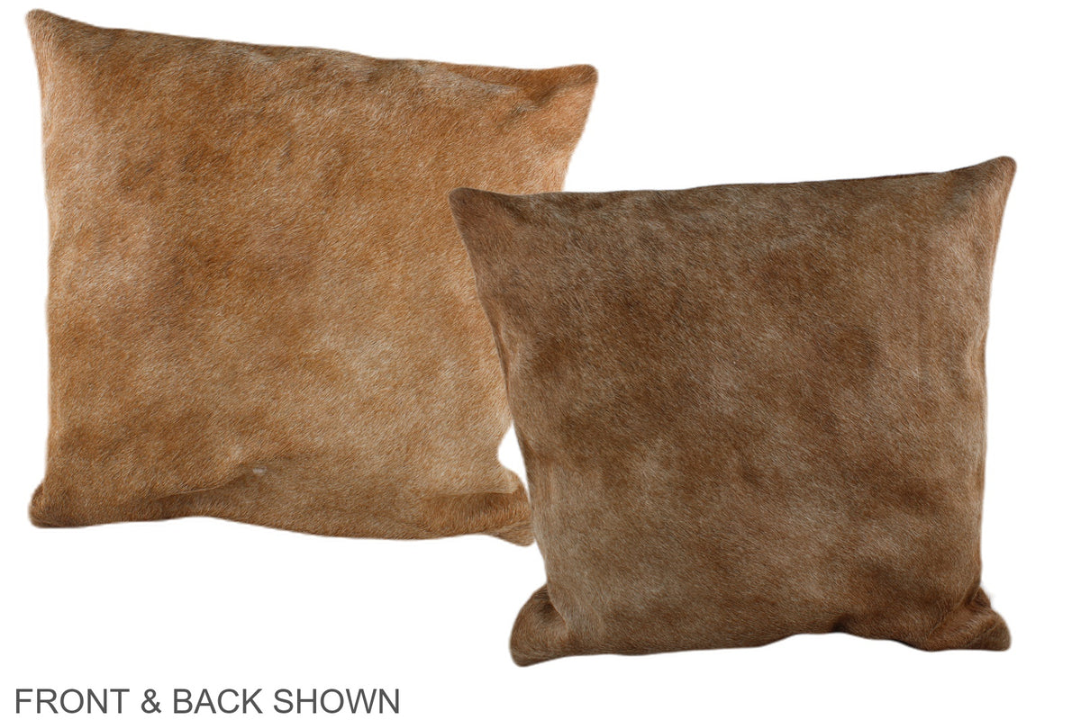 Solid Brown Cowhide Pillow #A37616