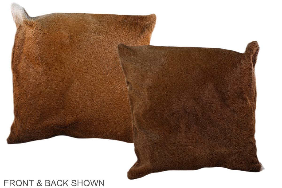Solid Brown Cowhide Pillow #A37619
