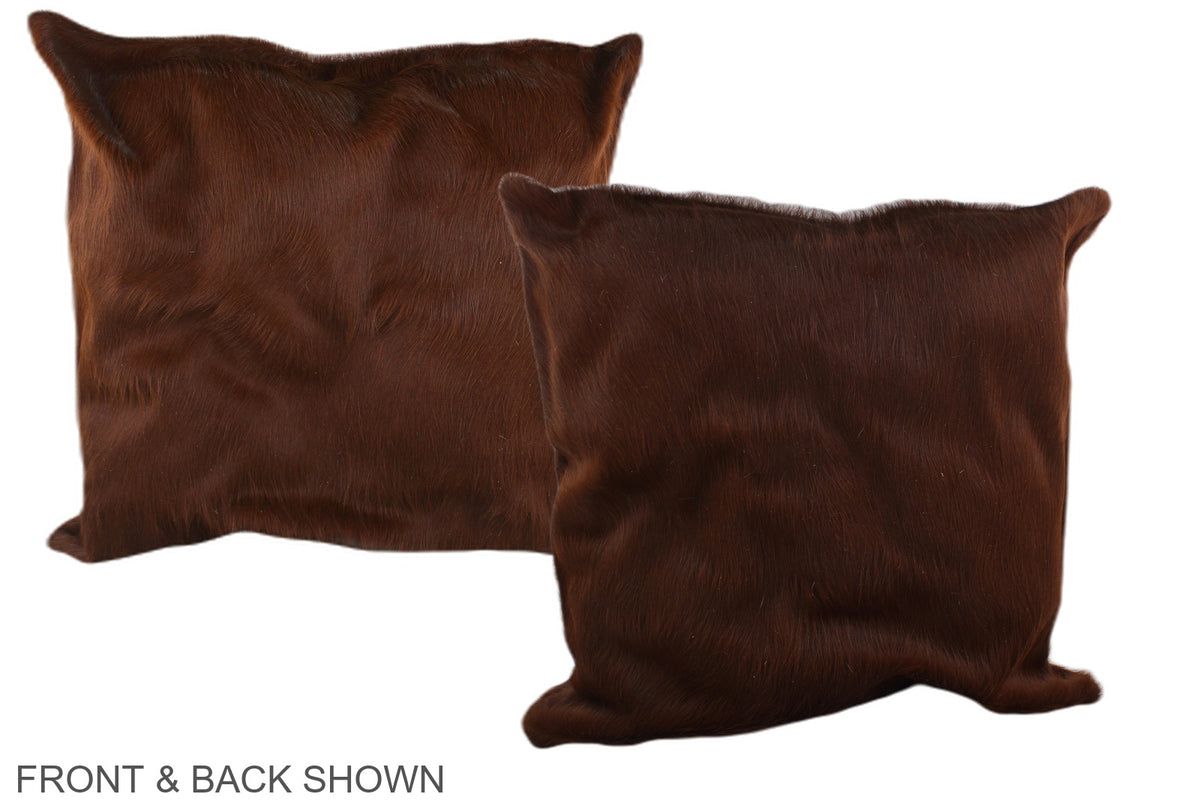 Solid Brown Cowhide Pillow #A37625