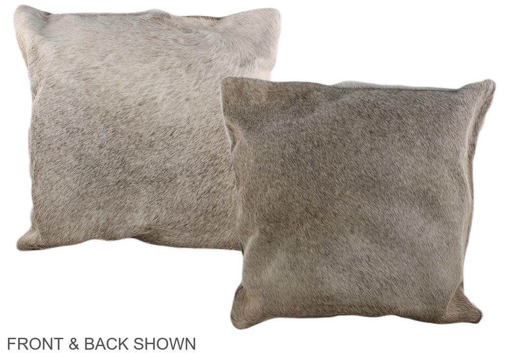 Grey with Beige 20"x20" Brazilian Cowhide Pillow #A37629 by Hudson Hid