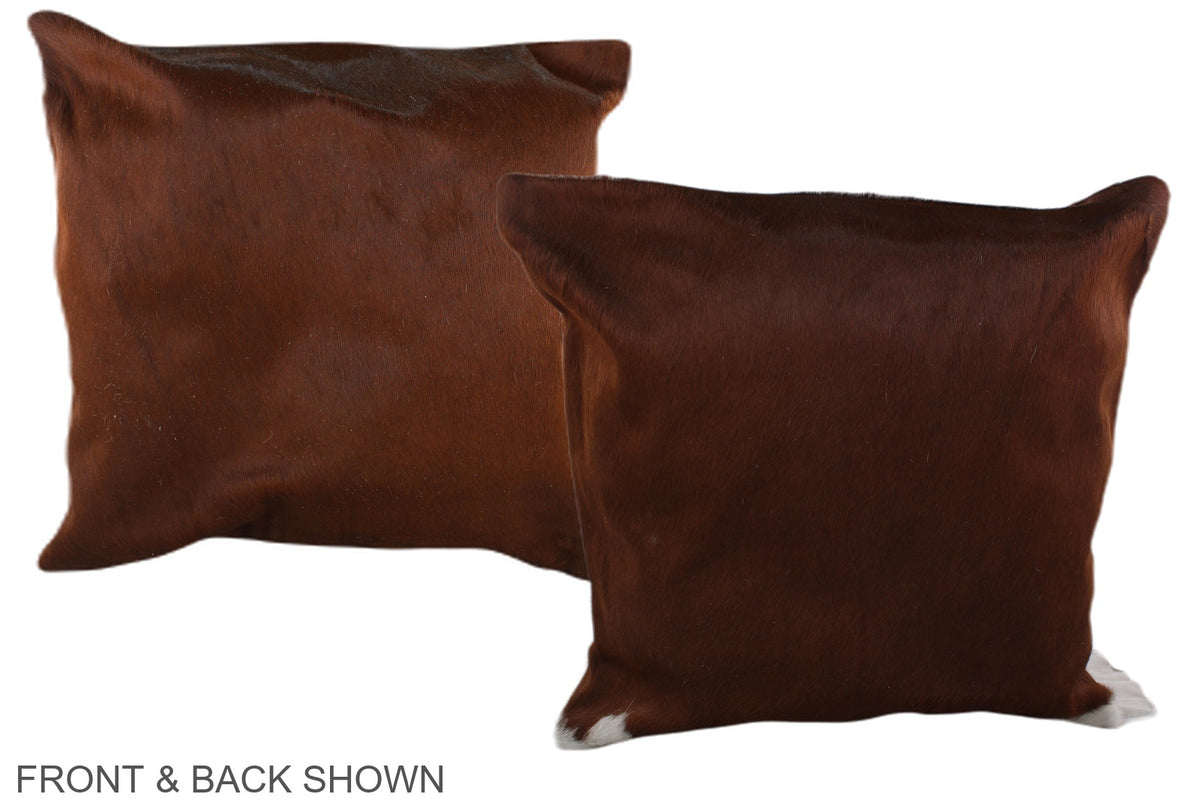 Solid Brown Cowhide Pillow #A37630