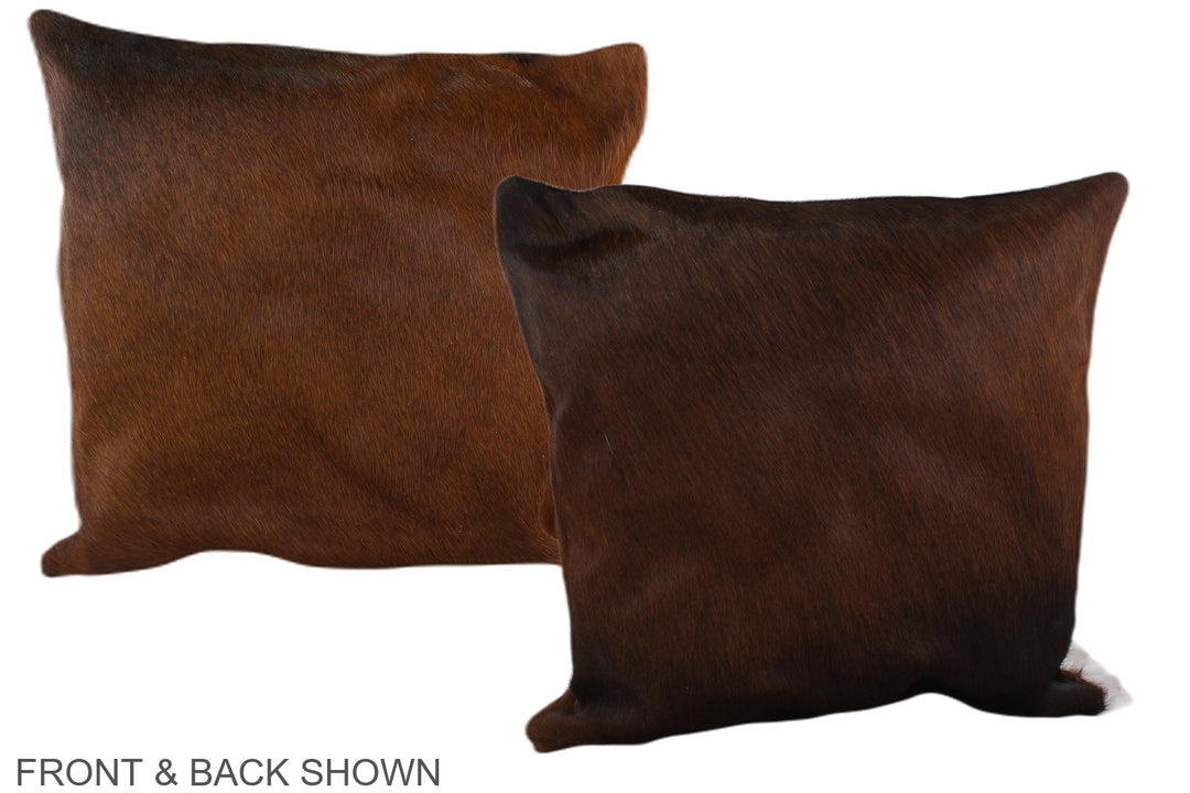 Brown with Red 20"x20" Brazilian Cowhide Pillow #A37638 by Hudson Hide