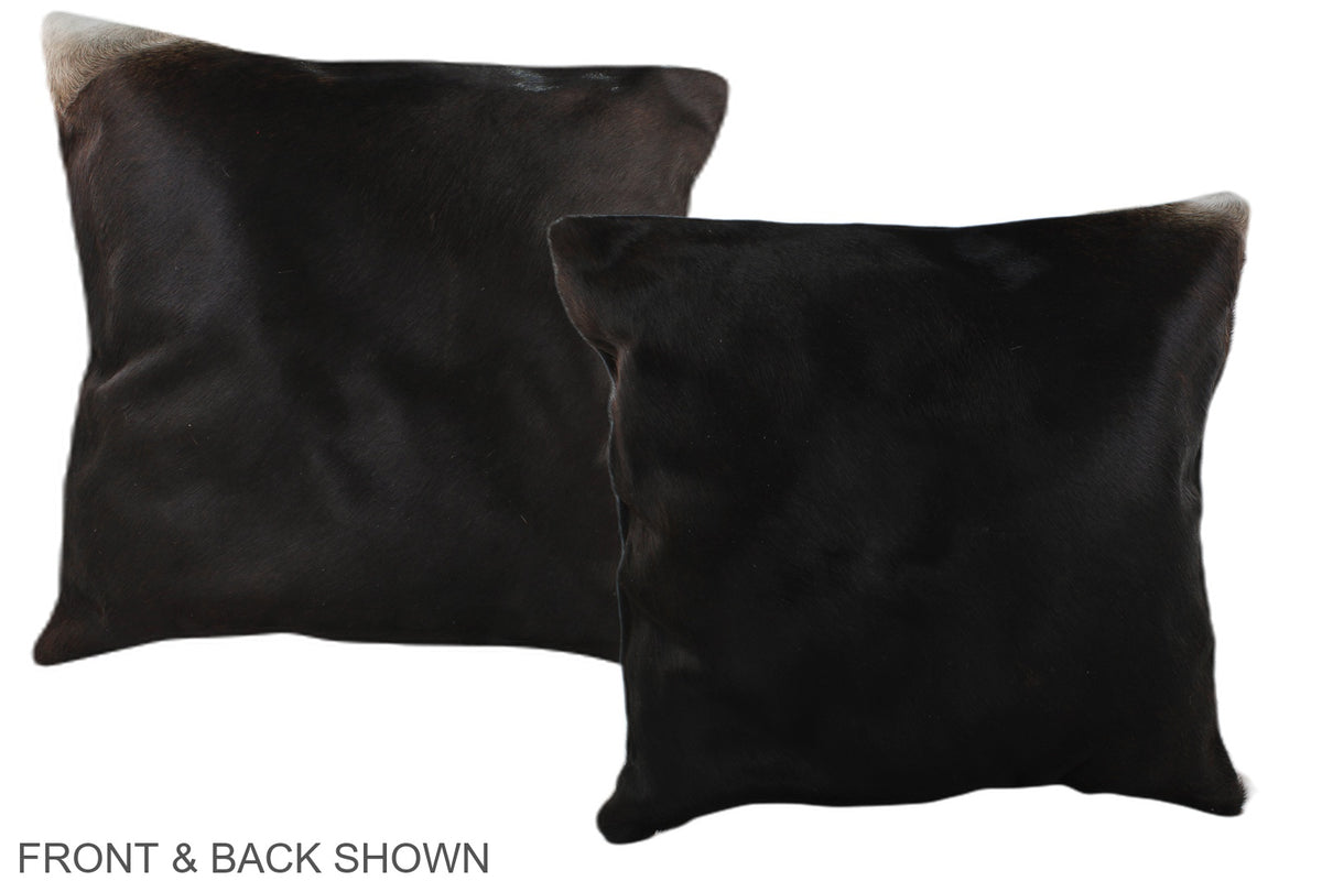 Solid Black Cowhide Pillow #A37641