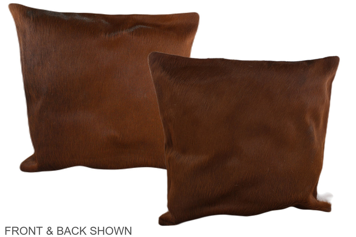 Solid Brown Cowhide Pillow #A37643