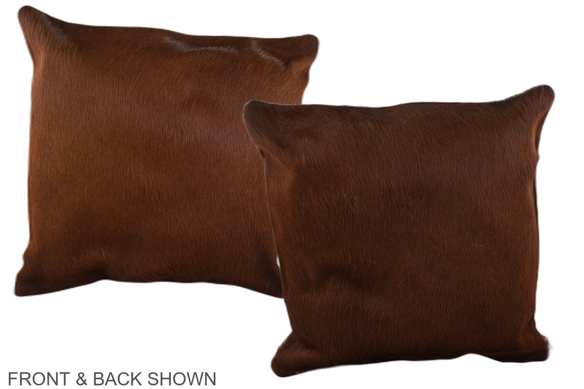Solid Brown Cowhide Pillow #A37647