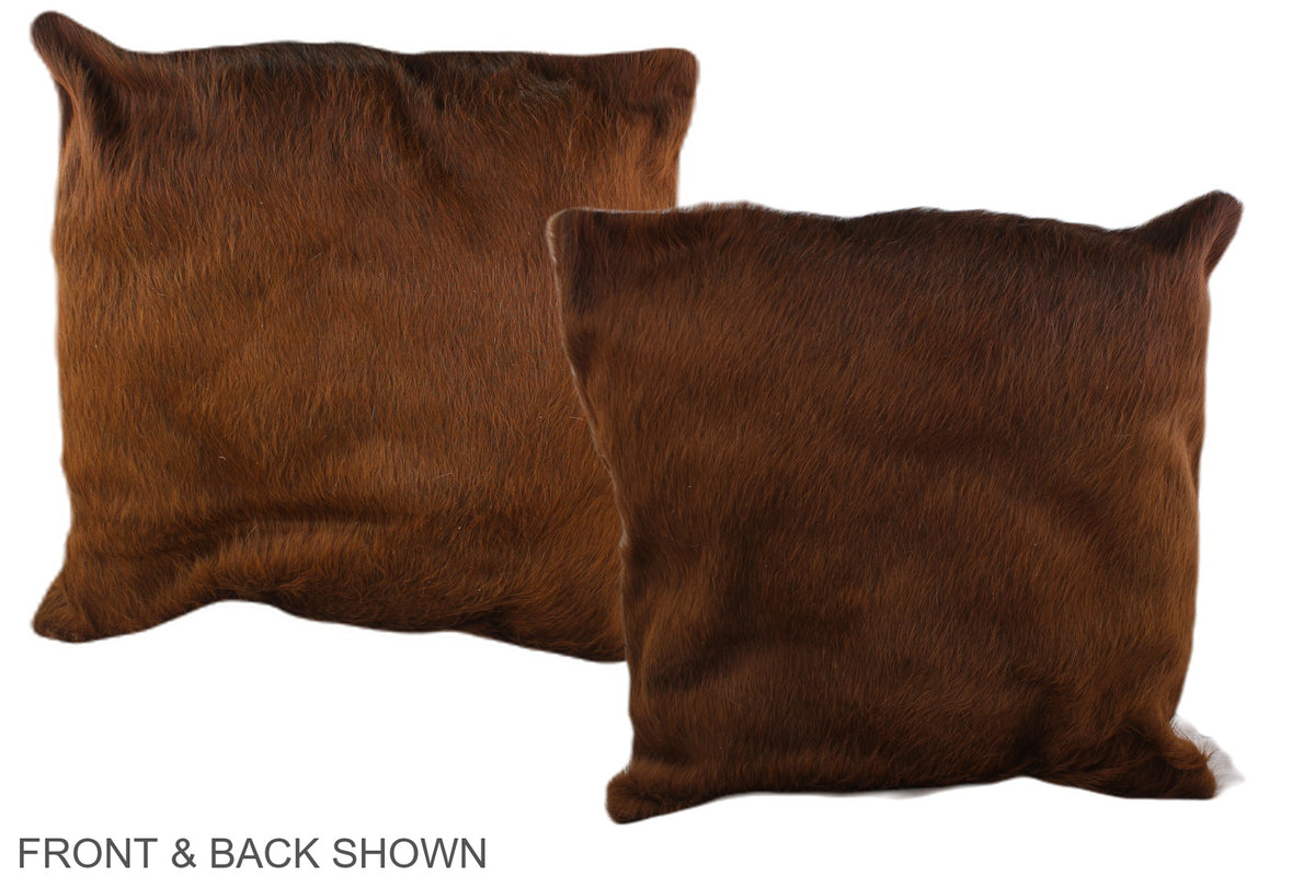 Solid Brown Cowhide Pillow #A37650