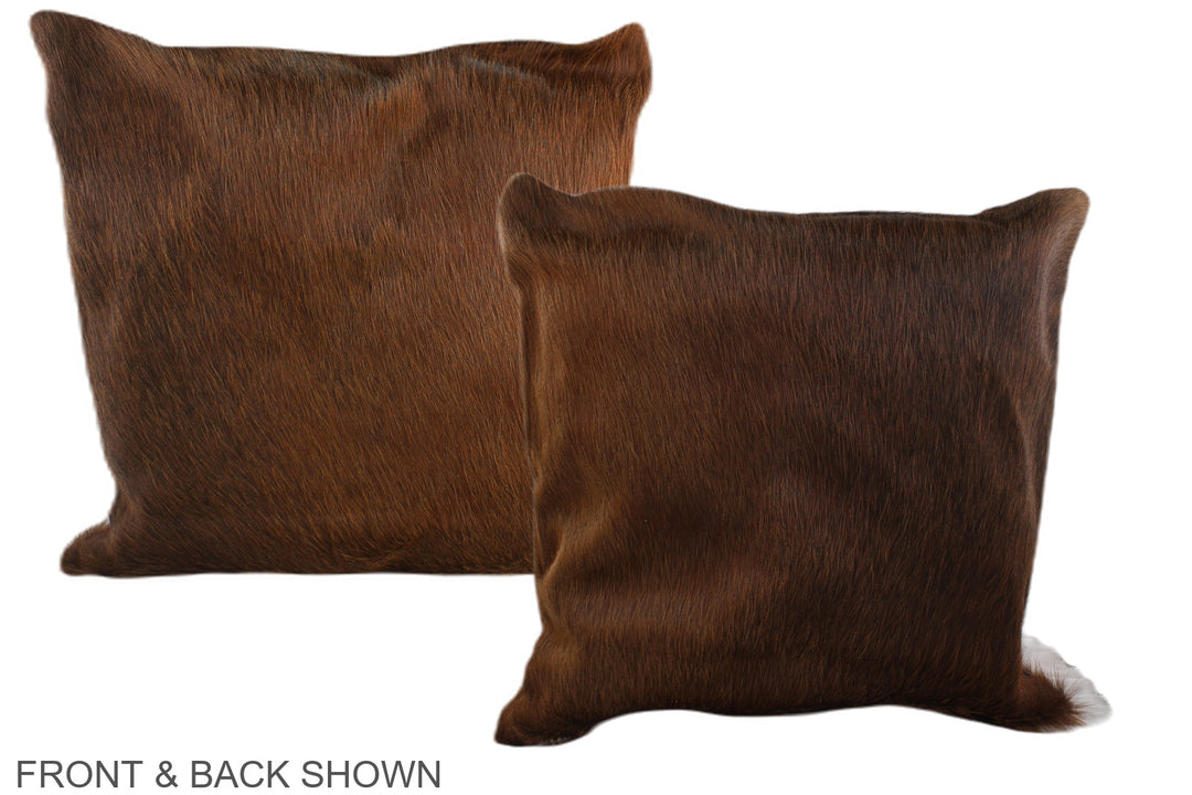 Brown with Red 20"x20" Brazilian Cowhide Pillow #A37654 by Hudson Hide