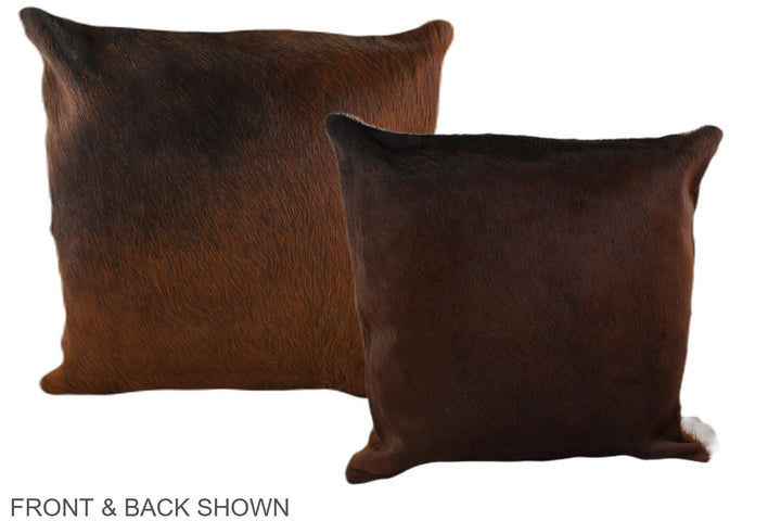 Brown with Red 20"x20" Brazilian Cowhide Pillow #A37658 by Hudson Hides