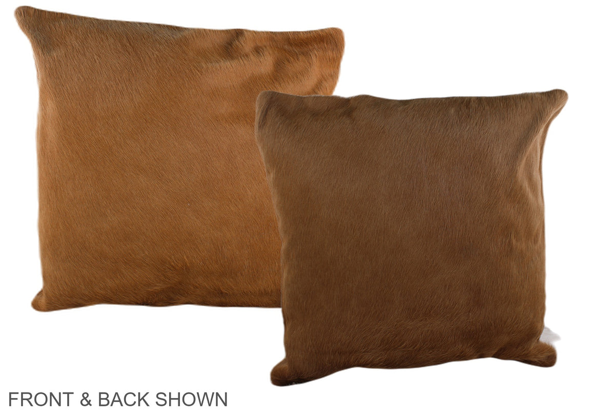Solid Brown Cowhide Pillow #A37671