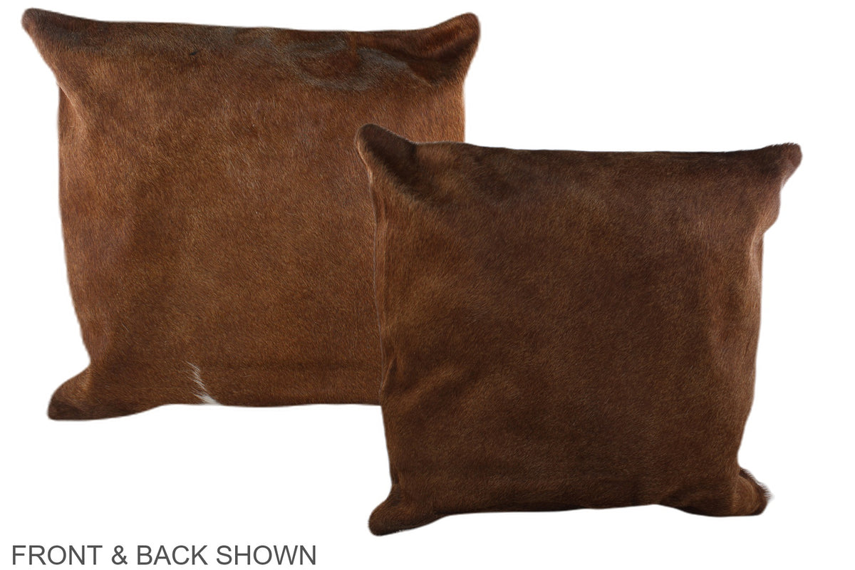 Solid Brown Cowhide Pillow #A37678