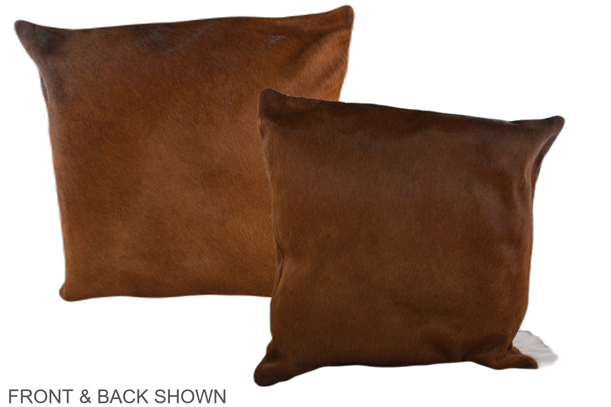 Solid Brown Cowhide Pillow #A37680
