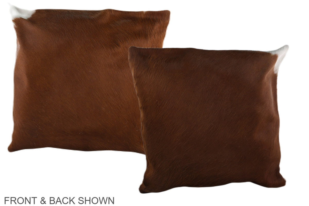 Solid Brown Cowhide Pillow #A37684