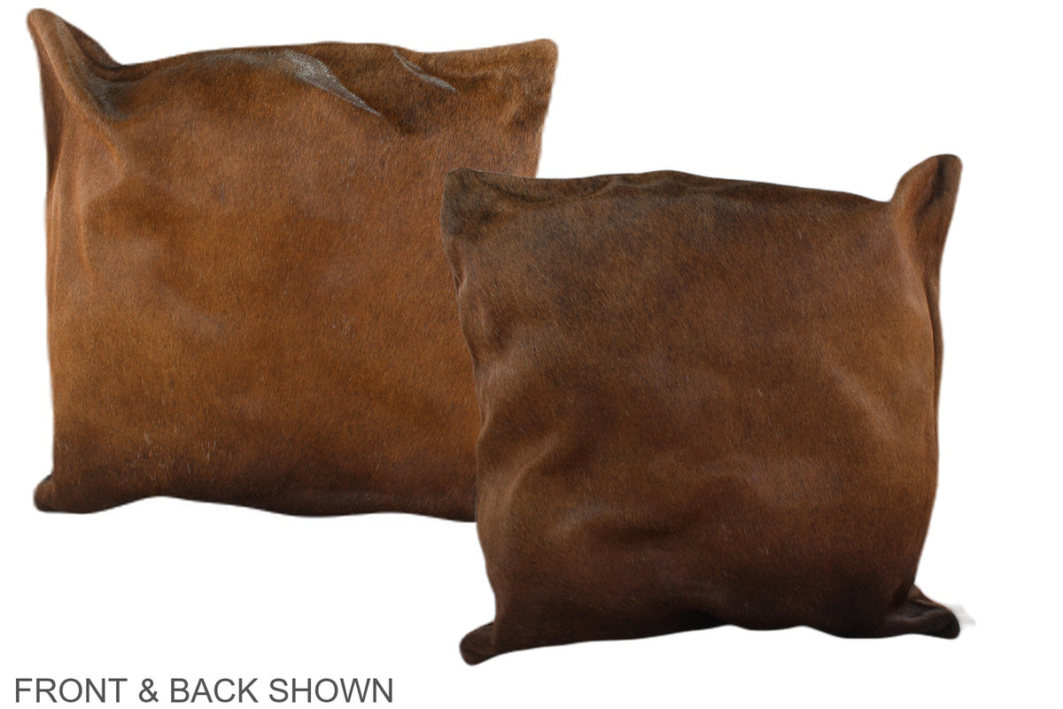 Solid Brown Cowhide Pillow #A37697