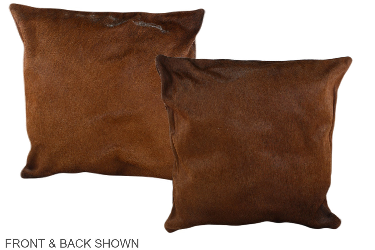 Solid Brown Cowhide Pillow #A37701