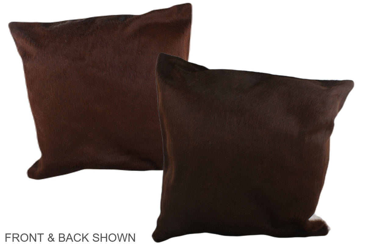 Solid Brown Cowhide Pillow #A37730