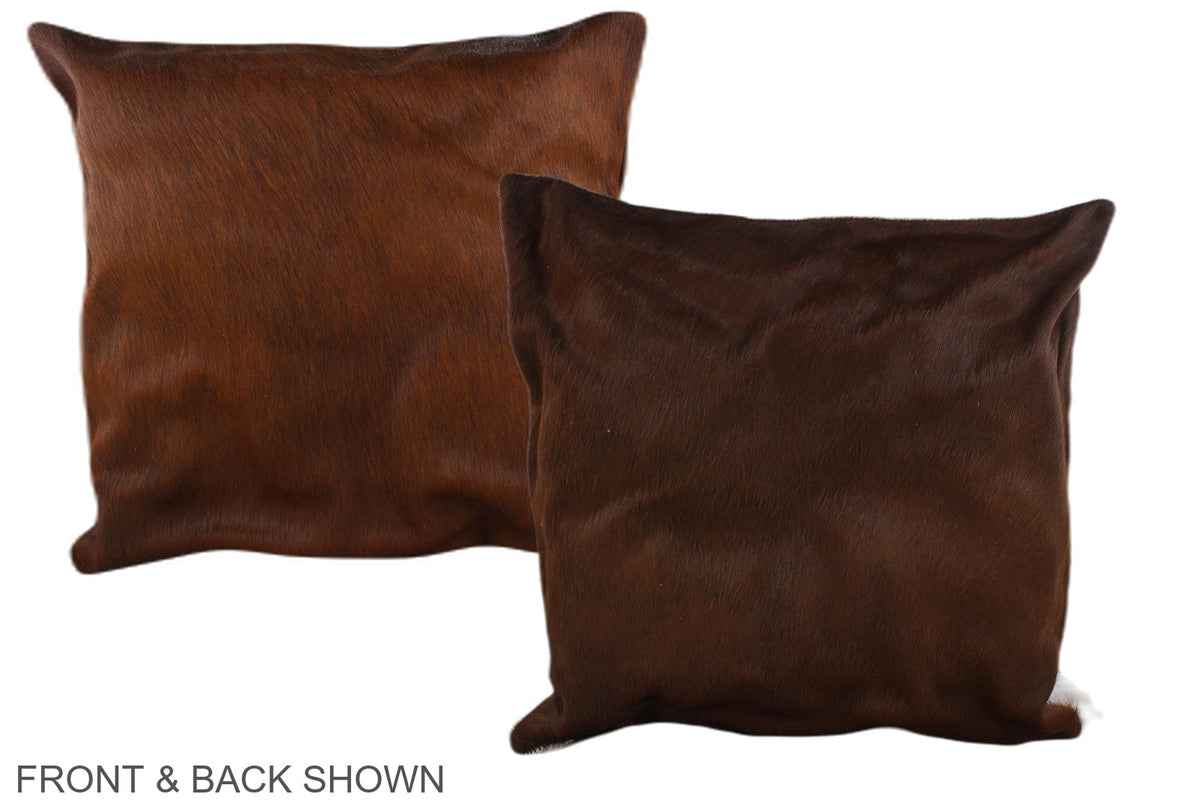 Solid Brown Cowhide Pillow #A37731